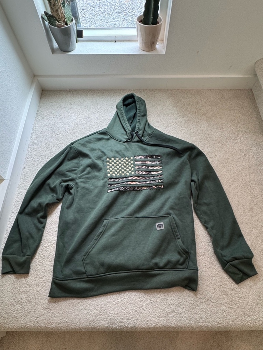 Buffalo outdoor Olive Green Hoodie with Buffalo Patch